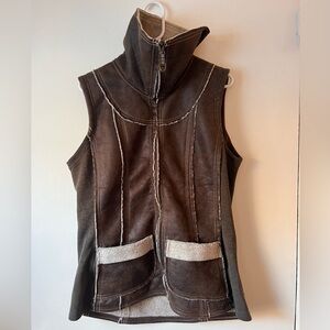 Kuhl Women's Brown Shearling-Trim Dani Sherpa Vest Large